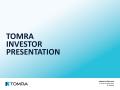 TOMRA SORTING SARL-TOMRA  INVESTISSEURS  PRÉSENTATION