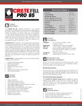 CreteFill Pro 85 MI Cut Sheet